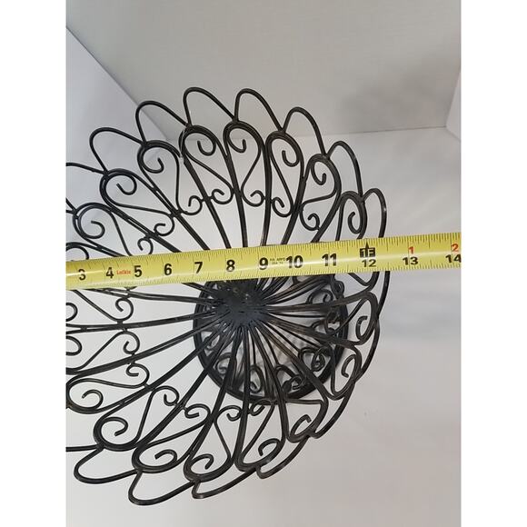 Large Vintage Ornate Art Metal Scroll Heavy Center Piece Fruit Bowl - Picture 4 of 5